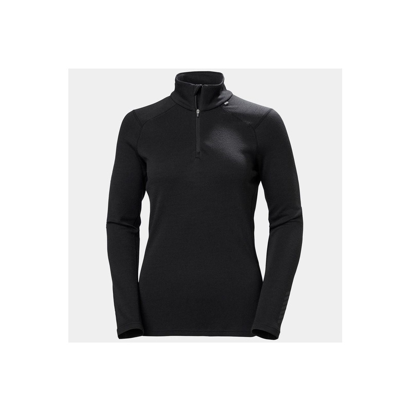 Helly Hansen Womens Lifa Merino Midweight 1/2 Zip Base Layer Black