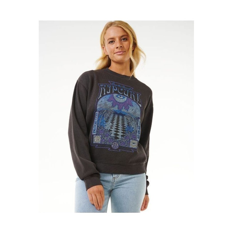 Rip Curl Slow Down Relaxed Crew Sweat Washed Black