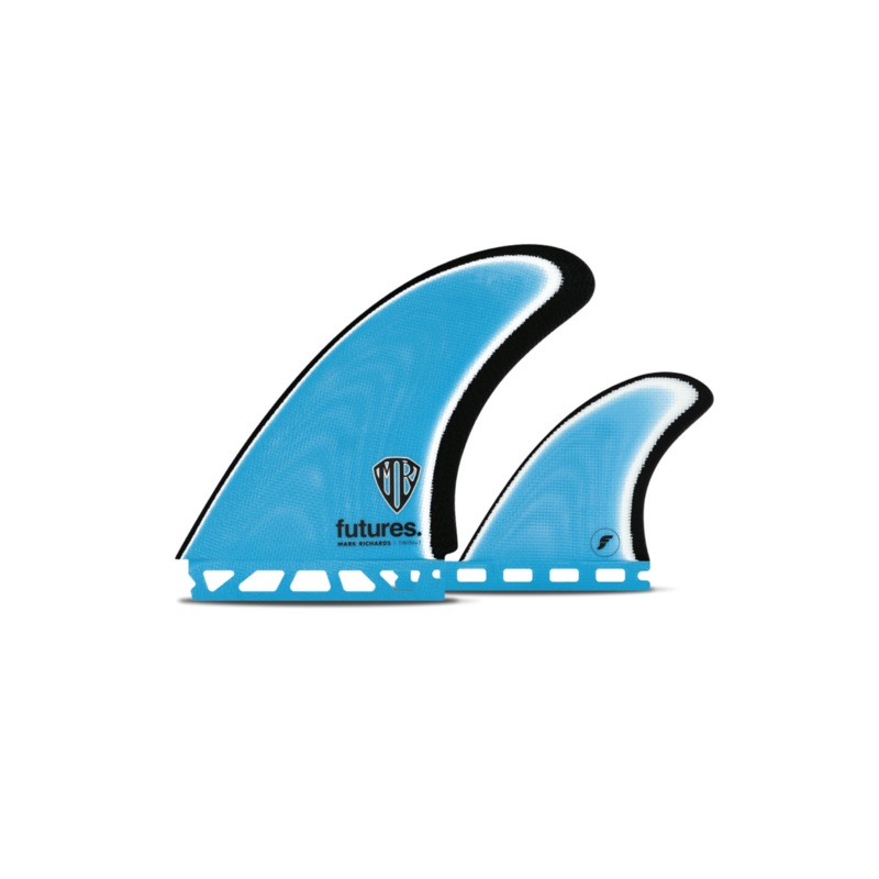 Futures Mark Richards Twin + 1 Fiberglass Fin Blue/Wht/Blk