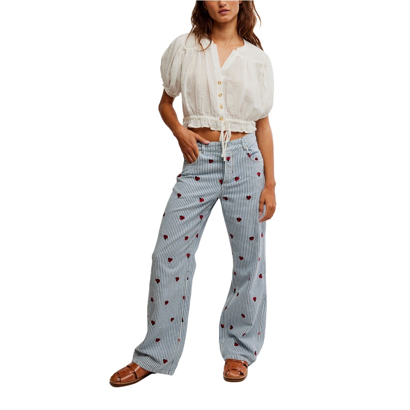 Free people Bugged Out Straight Leg Jeans Blue Combo