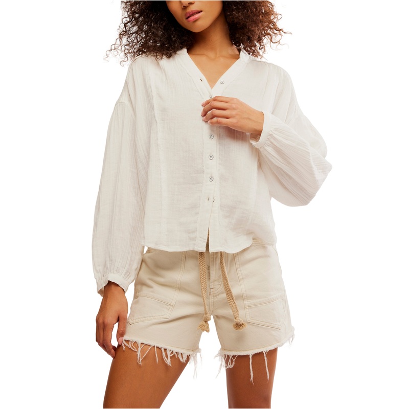 Free people Valley Double Cloth Shirt Ivory Top