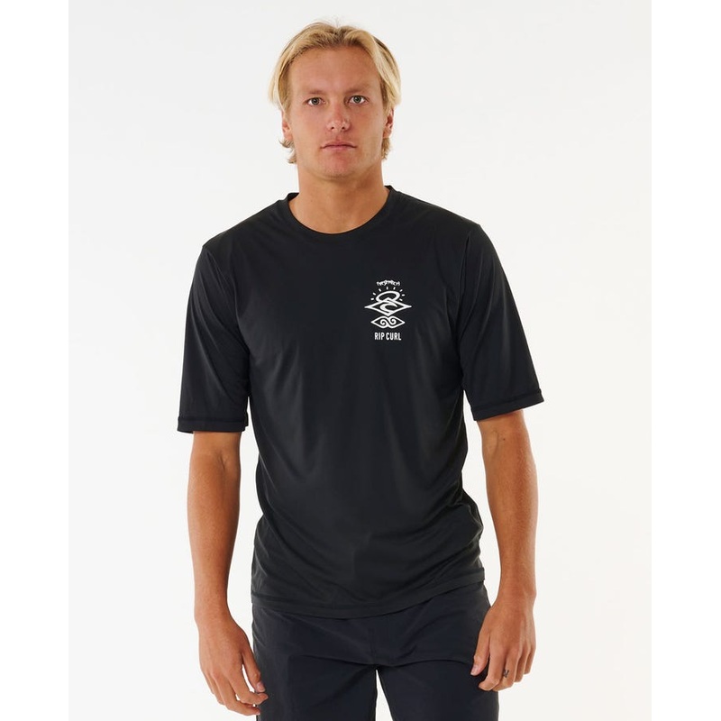 Rip Curl Icons Surflite Upf Short Sleeve Rashvest Black
