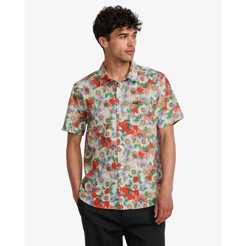 RVCA Botanical Short Sleeve Shirt Green Tea