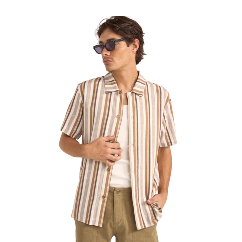 Rhythm Paisley Stripe Shirt Brown