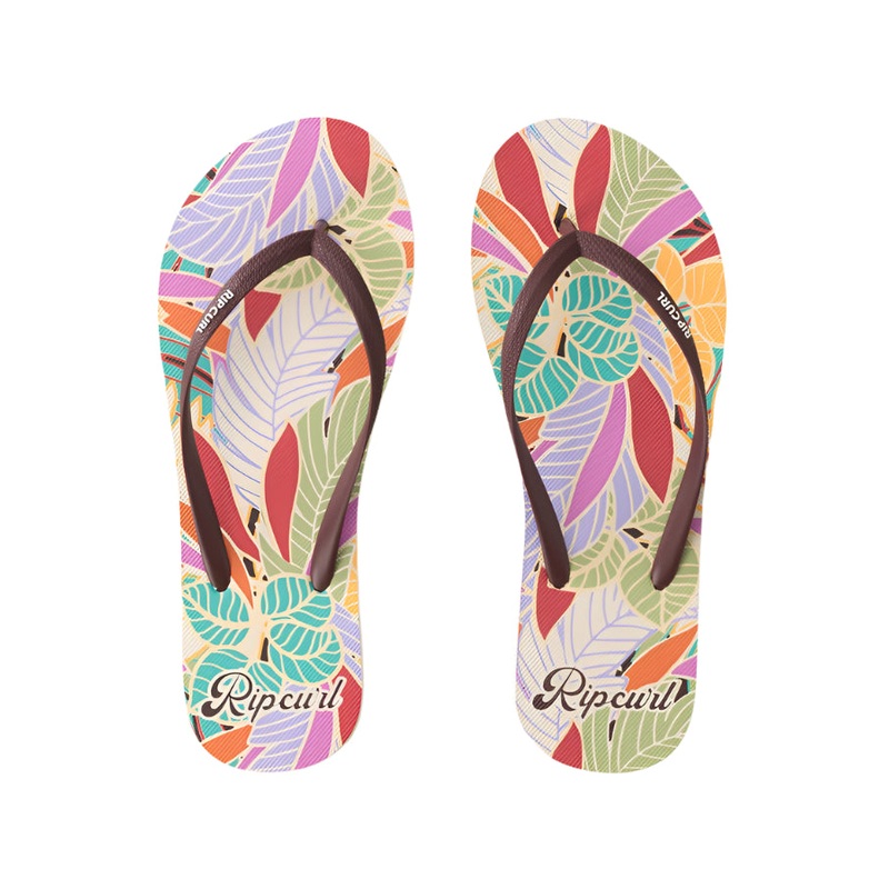 Rip Curl Mixed Bloom Open Toe Flip Flop Floral Brown