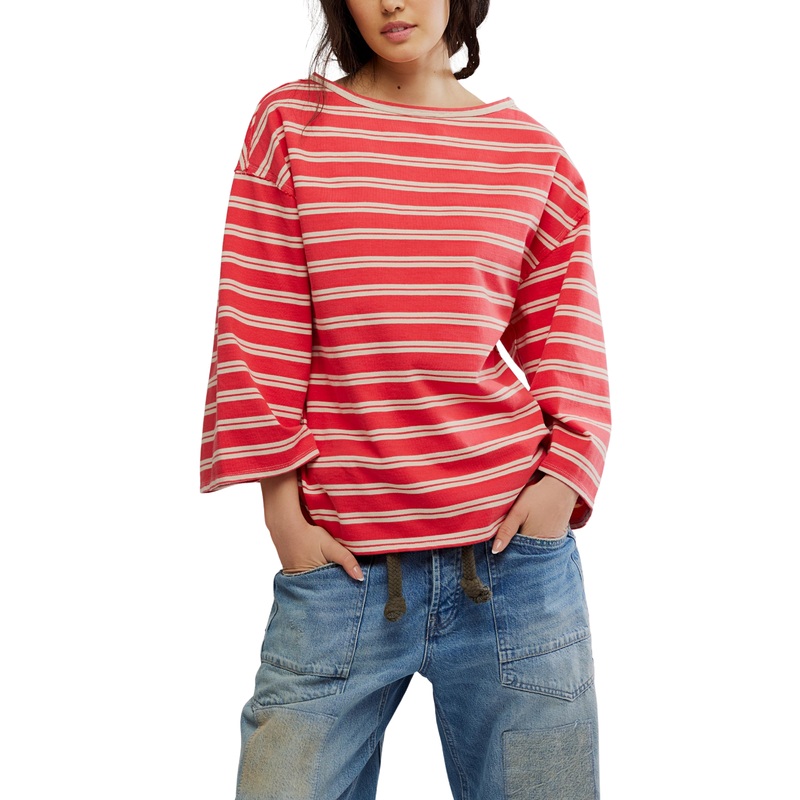 Free people Cest La Vie T-Shirt Red Combo