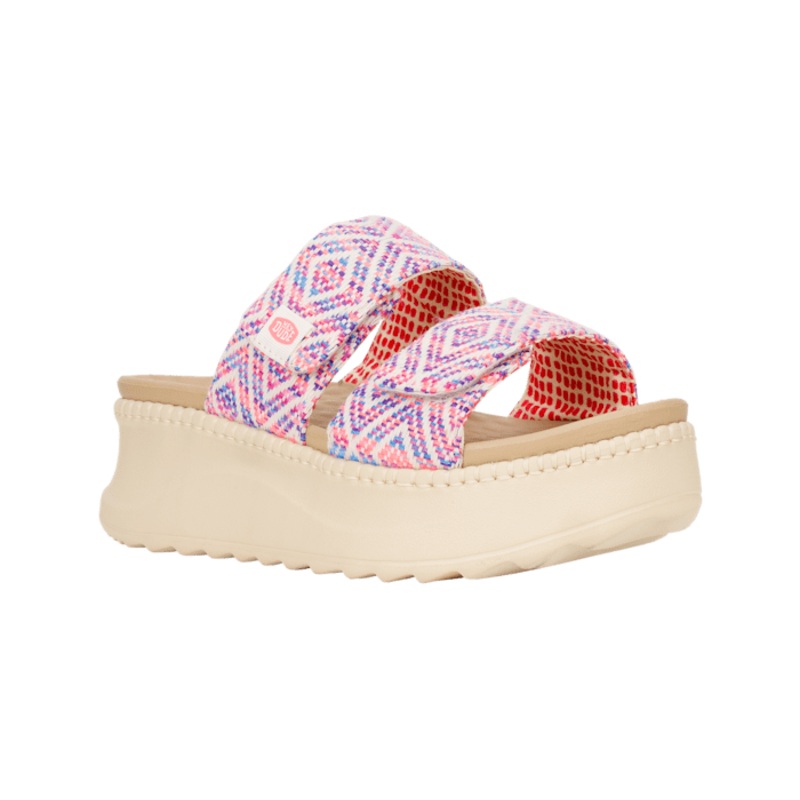 Hey Dude Delray Slide Surf Baja Sandal Blue Pink