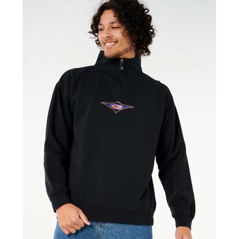 Rip Curl Raw Energy 1/4 Zip Crew Fleece Black