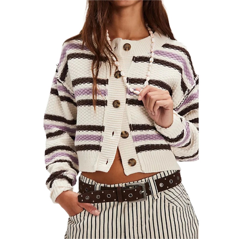 Free people Lila Stripe Cardi Ivory