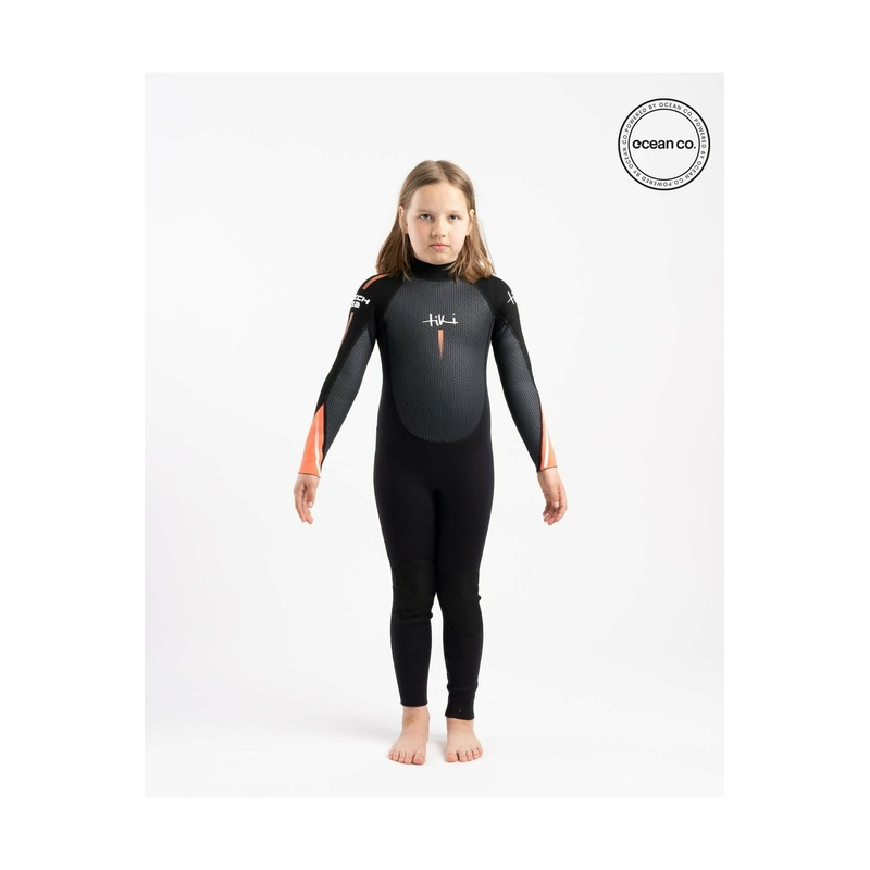 Tiki Tech Junior 3/2 Wetsuit With Back Zip – Black Orange
