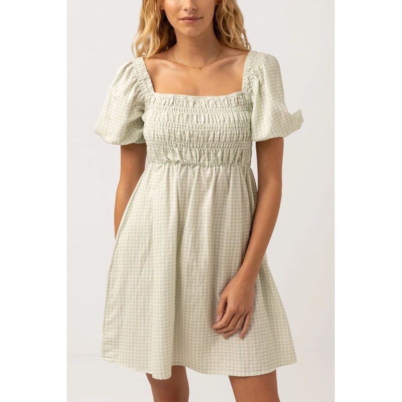 Rhythm Maisy Check Mini Dress Sage
