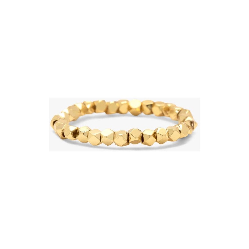Pura Vida Faceted Bead Stretch Ring Gold