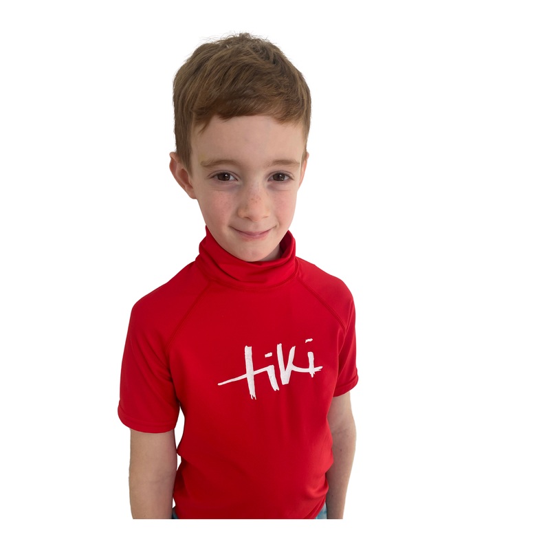 Tiki Kids S/S Rash Vest with Logo Red