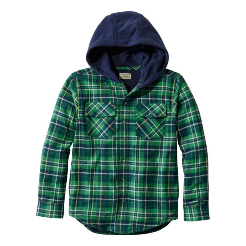Fleece Lined Flannel Shirt Hooded Plaid Kids’