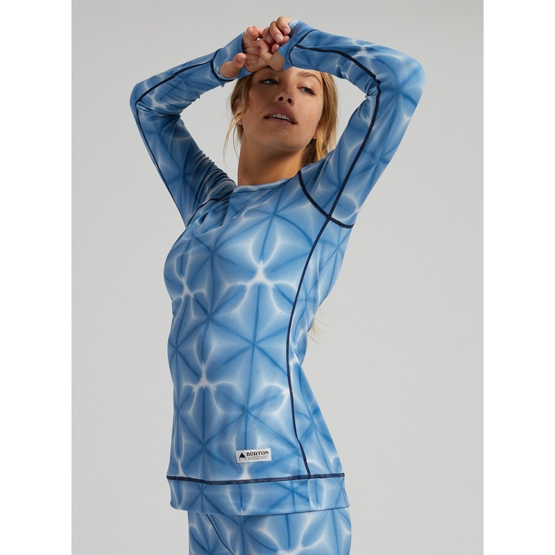Burton Womens  Midweight Base Layer Crew Blue Dailola Shibori