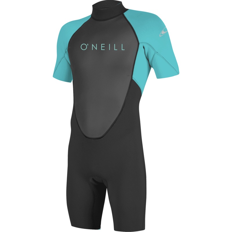 ONeill Youth Reactor-2 2mm Back Zip Short Sleeve Spring Black/Light Aqua