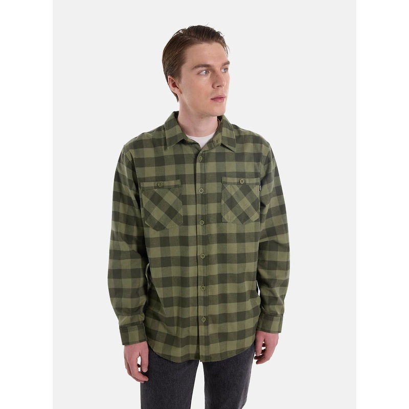 Burton Men’s Favorite Long Sleeve Flannel Forest Moss Buffalo Plaid