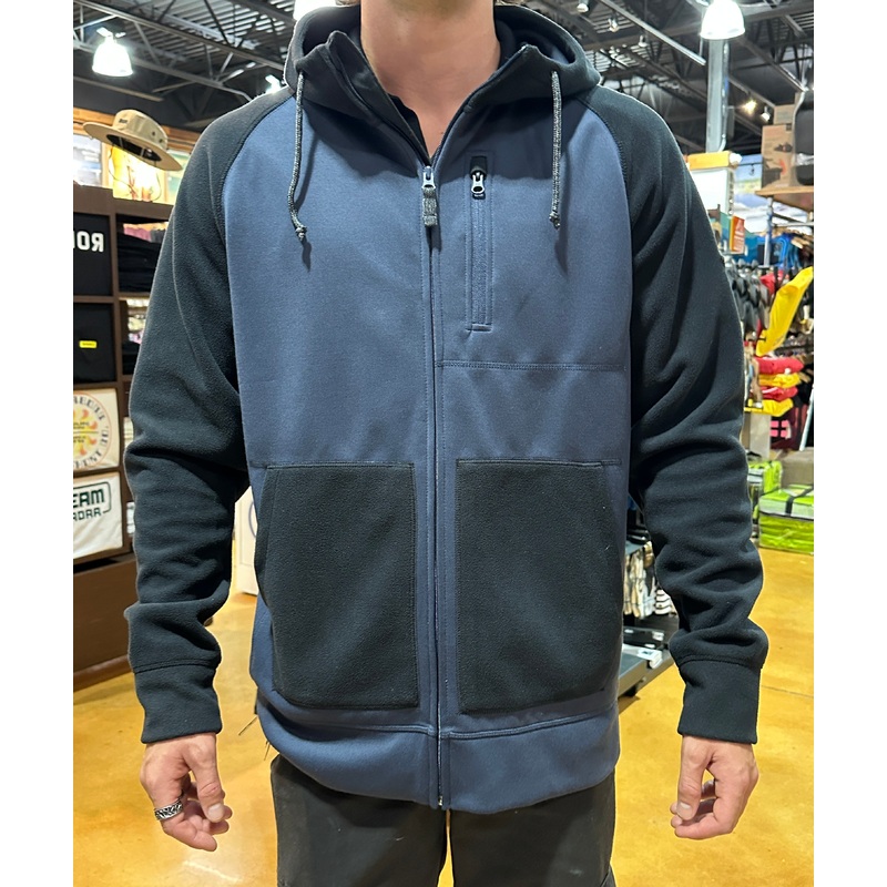 Burton Mens MB Bonded Full Zip Fleece – Wood Indigo Twill