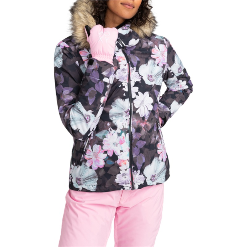 Roxy Jet Ski Jacket True Black Blurry Flower
