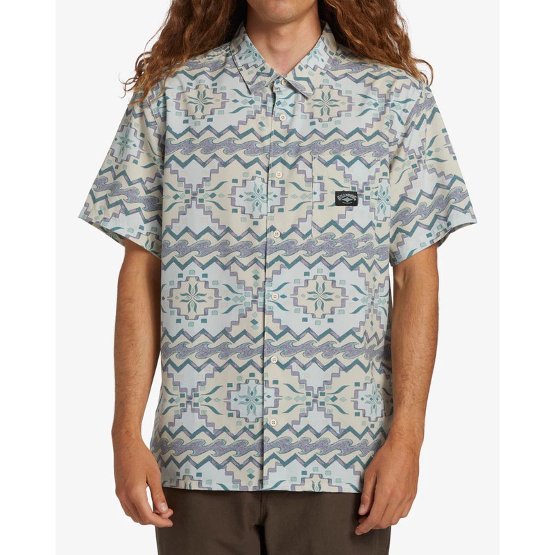 Billabong Surftrek Short Sleeve Woven Top Seafoam