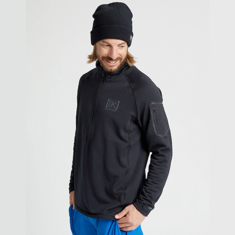 Burton Men’s [ak] Helium Power Grid Half-Zip Fleece Black