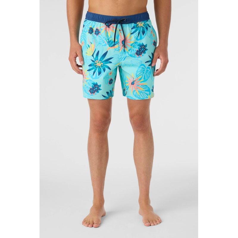 Oneill Hermosa Elastic Waist Lined 17 Swim Trunks Turquoise