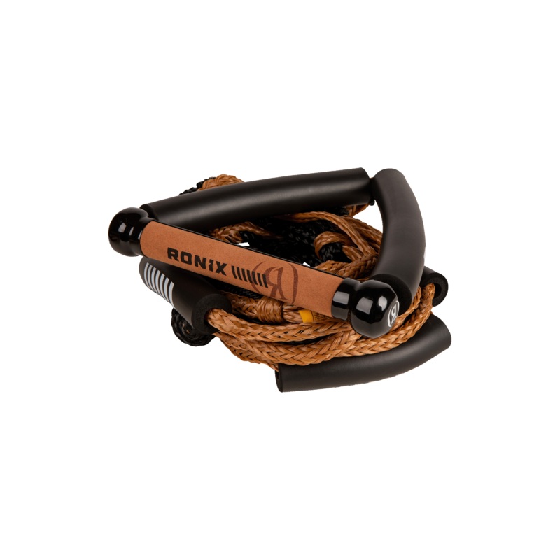 Ronix 2025 Bungee Surf Rope w/10 in. Handle Hide Grip – 25ft. 5-Sect. Rope – Mocha