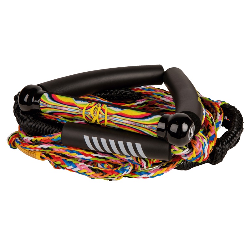 Ronix 2025 Bungee Surf Rope w/10 in. Handle Hide Grip – 25ft. 5-Sect. Rope – Prism