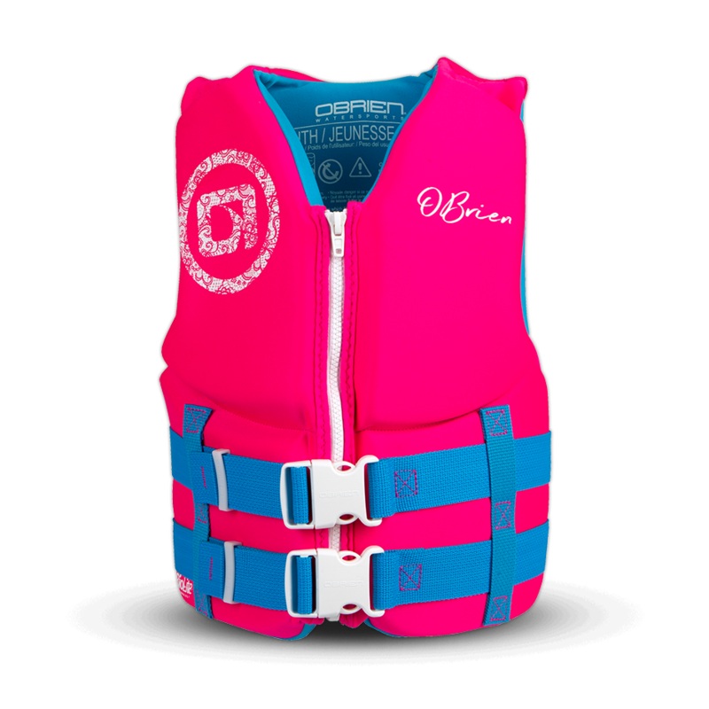 OBrien 2025 Traditional Youth Neo Life Jacket – Pink (55-88 lbs)