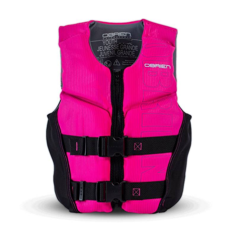 OBrien 2025 Youth Flex V-Back CGA Wake Vest- Black / Pink