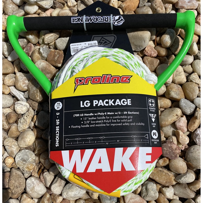 Performance Ski and Surf LG Pro Handle with Poly E Mainline 70 – Slime Green-White