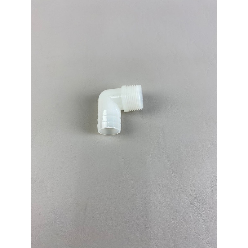 Fitting, 1 NPT x 1 1/8ID Elbow White Nylon, 15