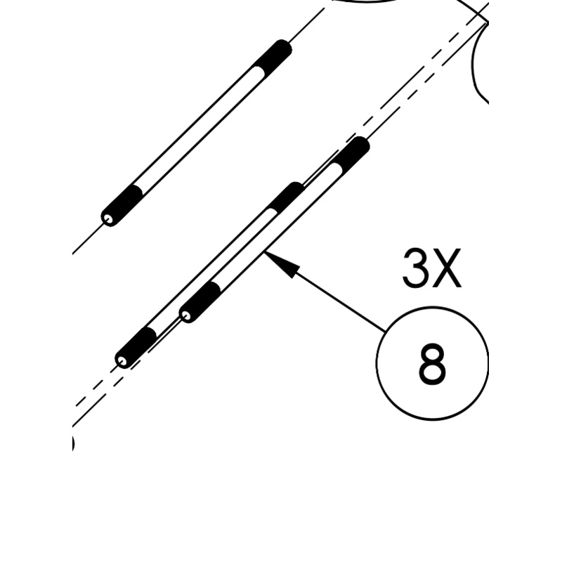 STUD, M8 X 1.25 X180, 12.9
