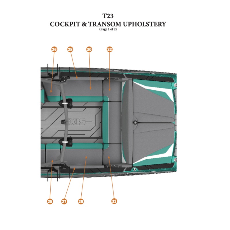 2019 Axis T23 Starboard Rear Lounge Cushion Skin