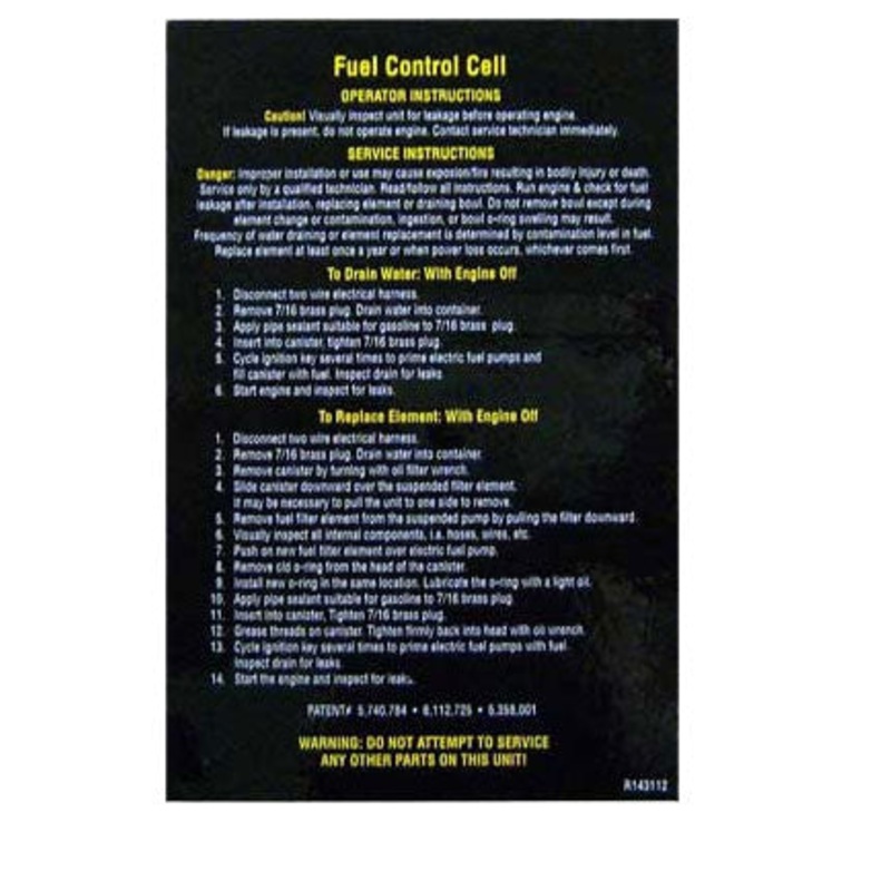 PCM Decal Fuel Control Cell Service Instructions