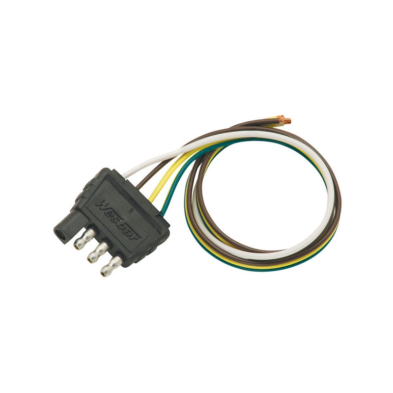 Wesbar Trailer Wire 4 Way Flat Trailer Side Plug and 18″ Harness