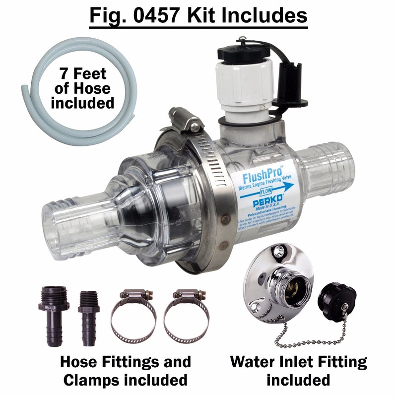 Perko Flush Kit 1-1/4″ In-line Kit with Transom Thru-Hull Kit